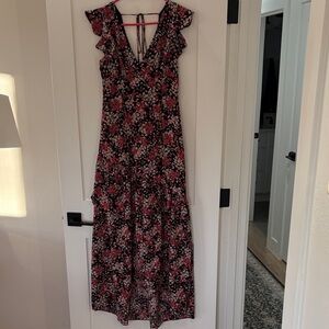 Altar'd State Pink and Black Floral Maxi Dress